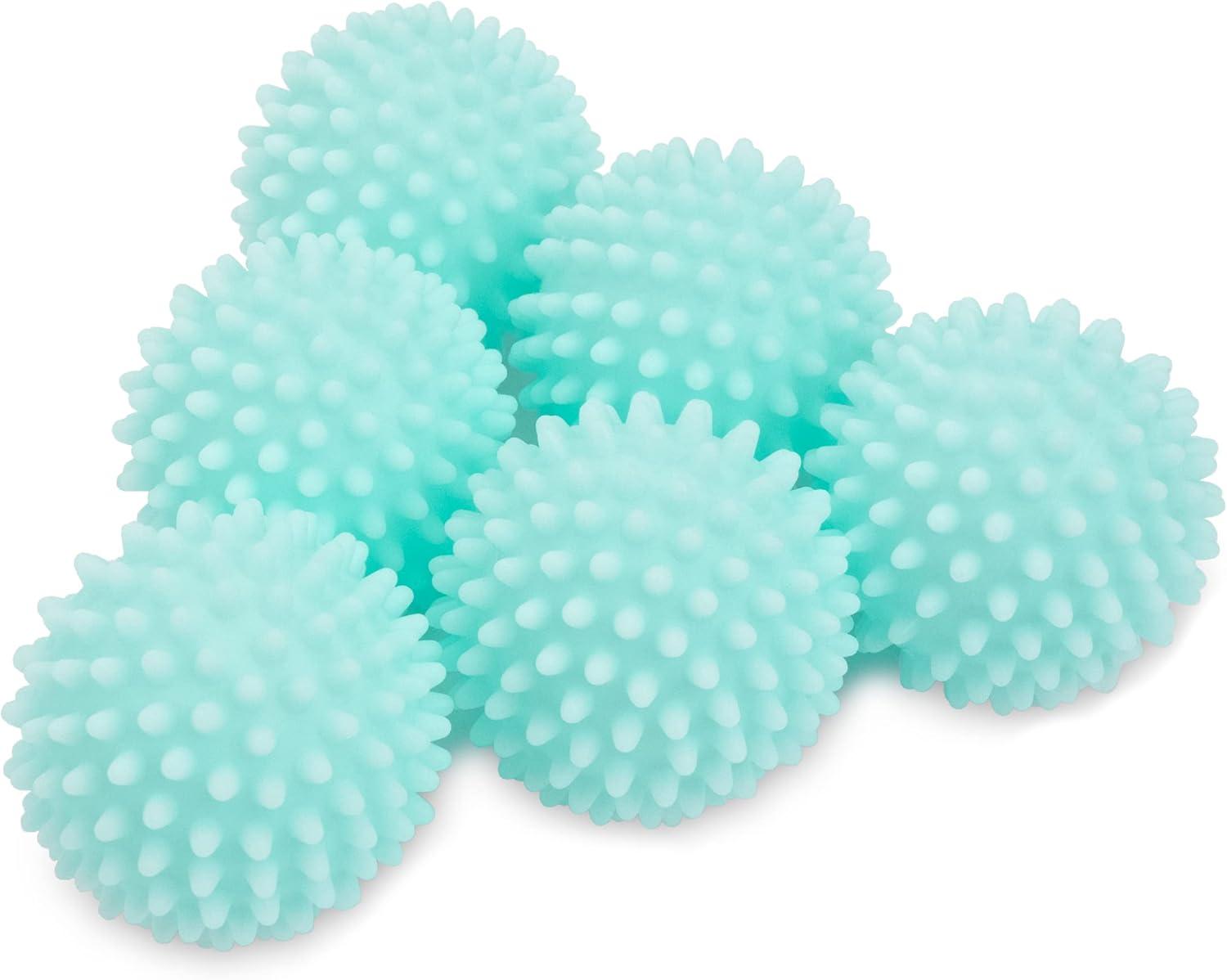 S&T INC. Reusable Laundry Dryer Balls, Soften and Fluff Laundry, Blue, 2.5 in, 6 Pack