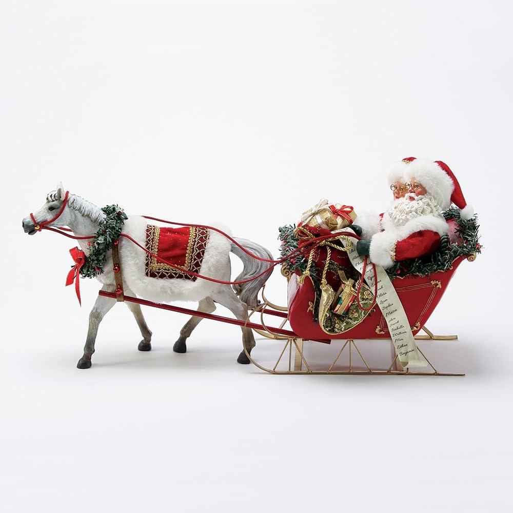 Winter Elegance Horse Figurine in Festive Red and Gold