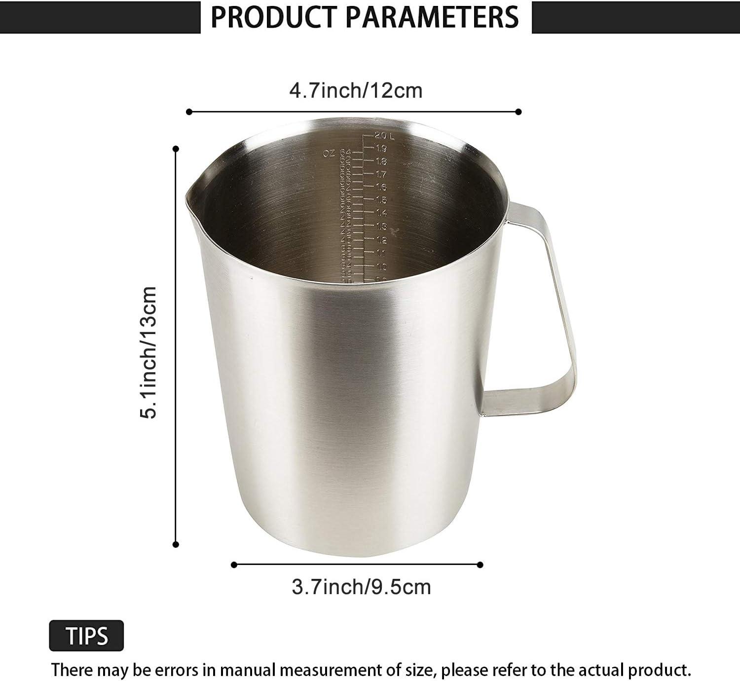 Juvale 32 oz Stainless Steel Measuring Cup with Handle, 1000 ml Metal Pitcher with Ounces and Milliliters Marking