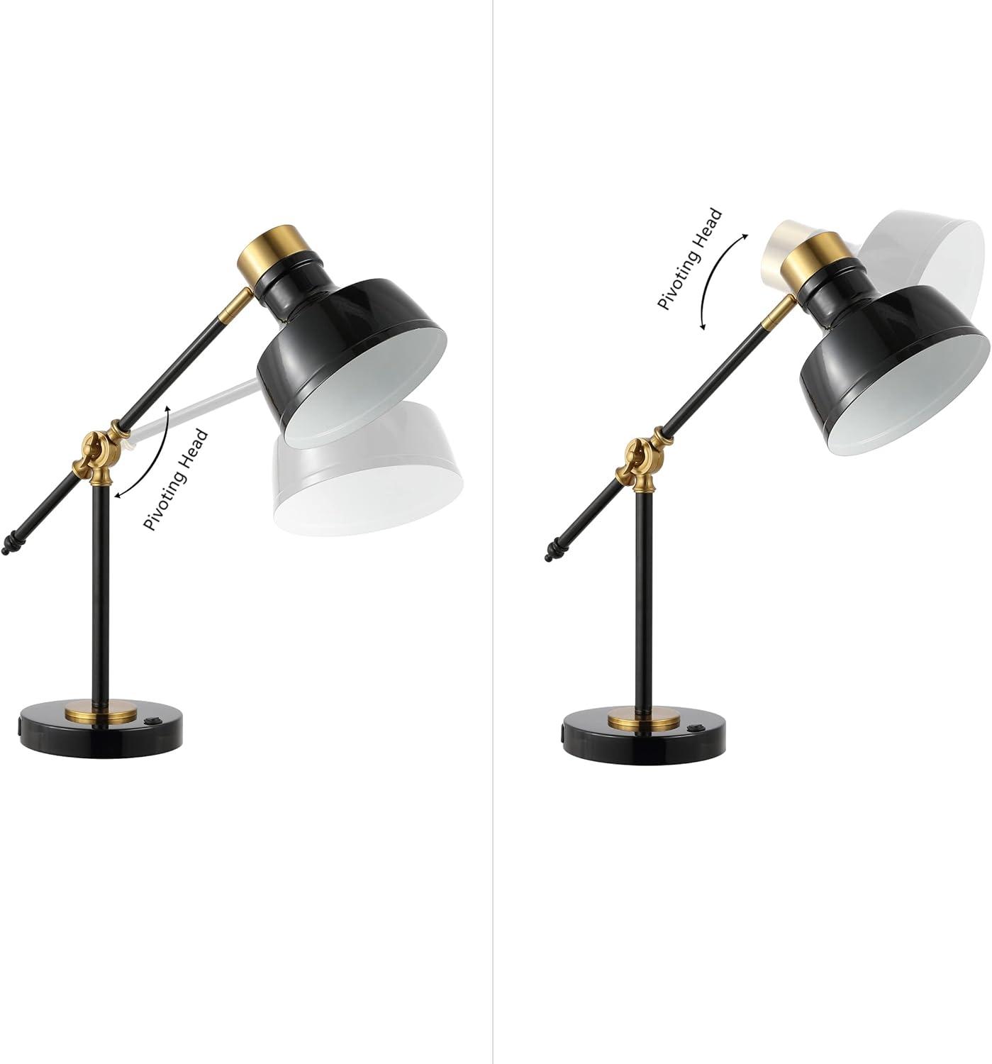 Adjustable Black and Brass Gold Edison Task Lamp with USB Port