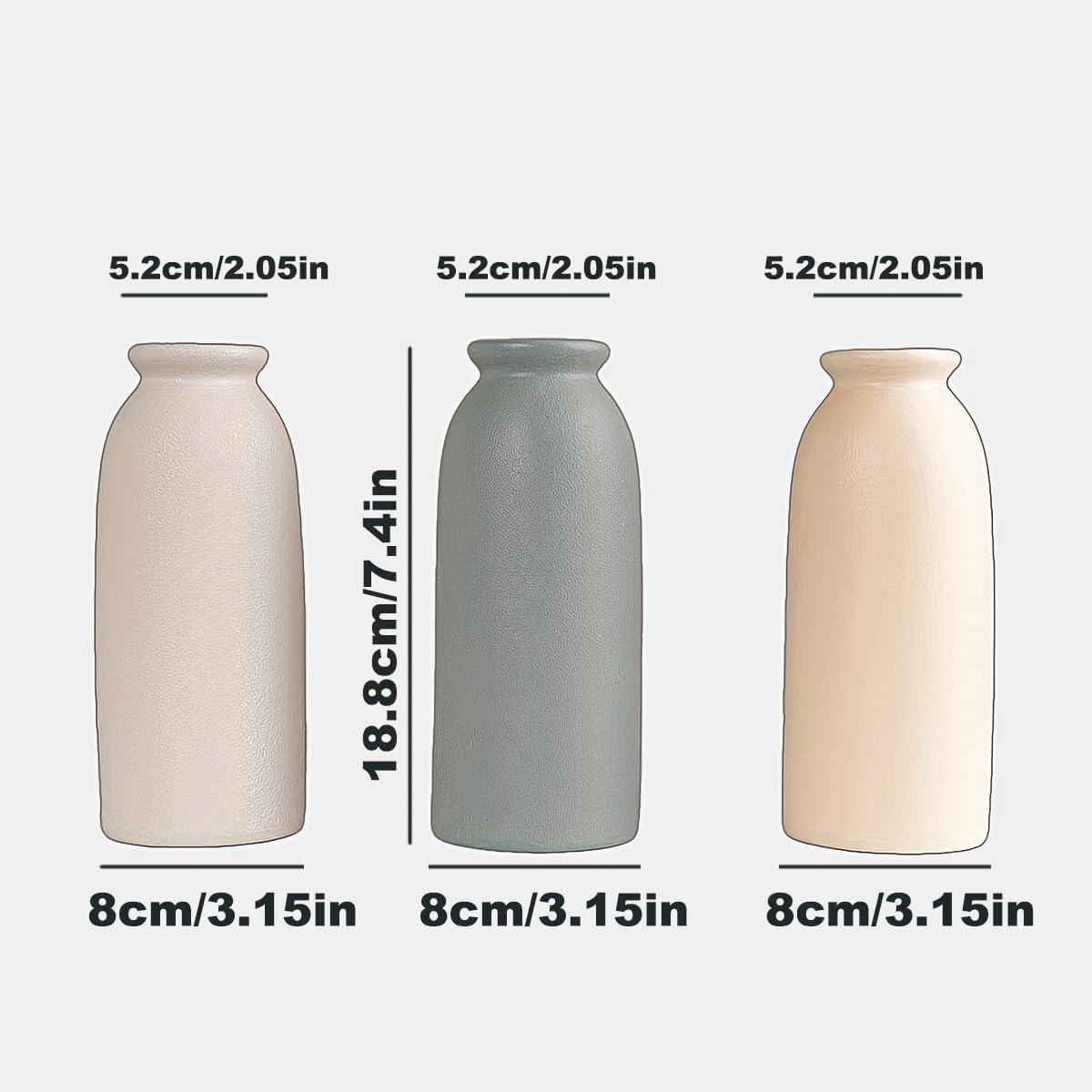 Latitude Run® Set Of 3 Multicolor Ceramic Vases For Home Decor, Farmhouse Style Centerpieces For Living Room, Table, Fireplace, Or Entryway (Blue Mix)