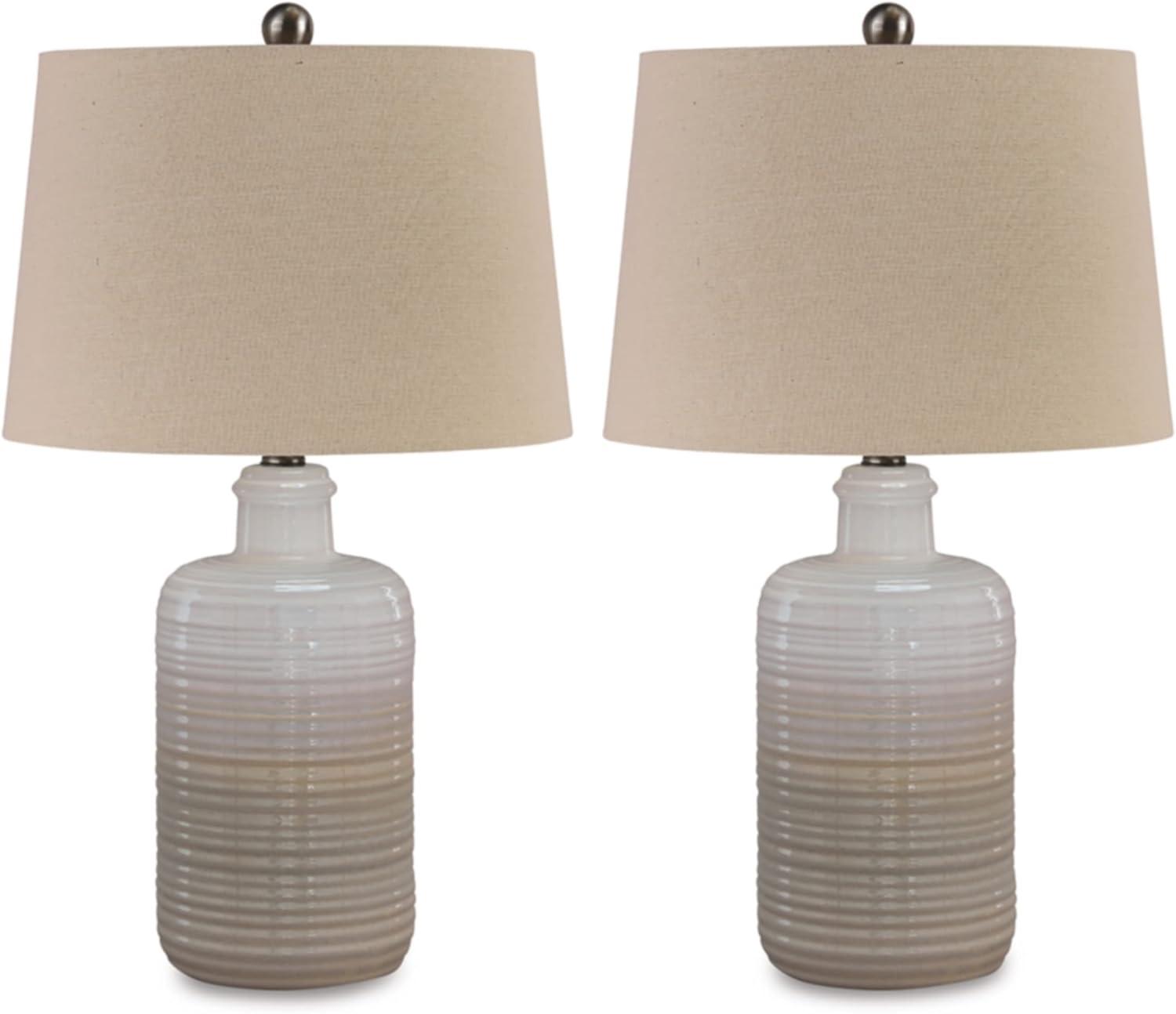 Set of 2 Marnina Ceramic Table Lamps Taupe - Signature Design by Ashley: Glazed Finish, UL Listed, 3-Way Switch