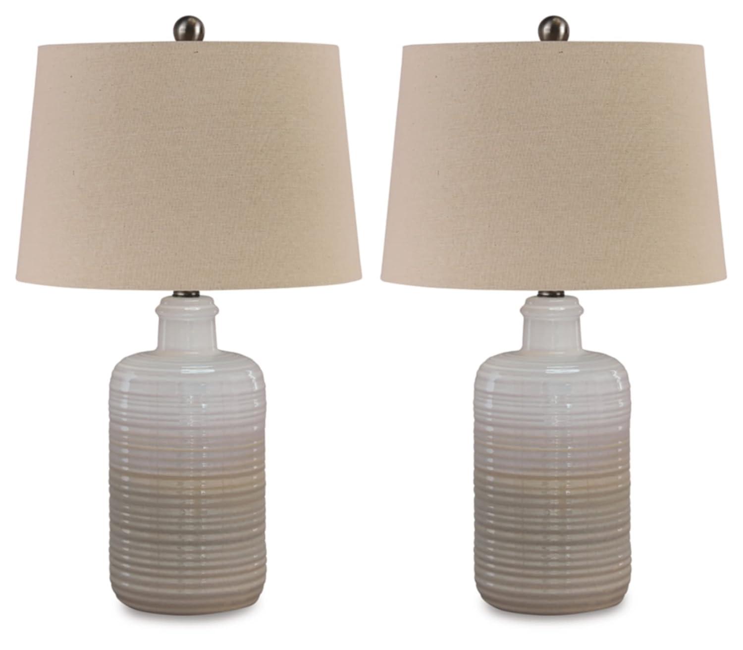 Set of 2 Marnina Ceramic Table Lamps Taupe - Signature Design by Ashley: Glazed Finish, UL Listed, 3-Way Switch