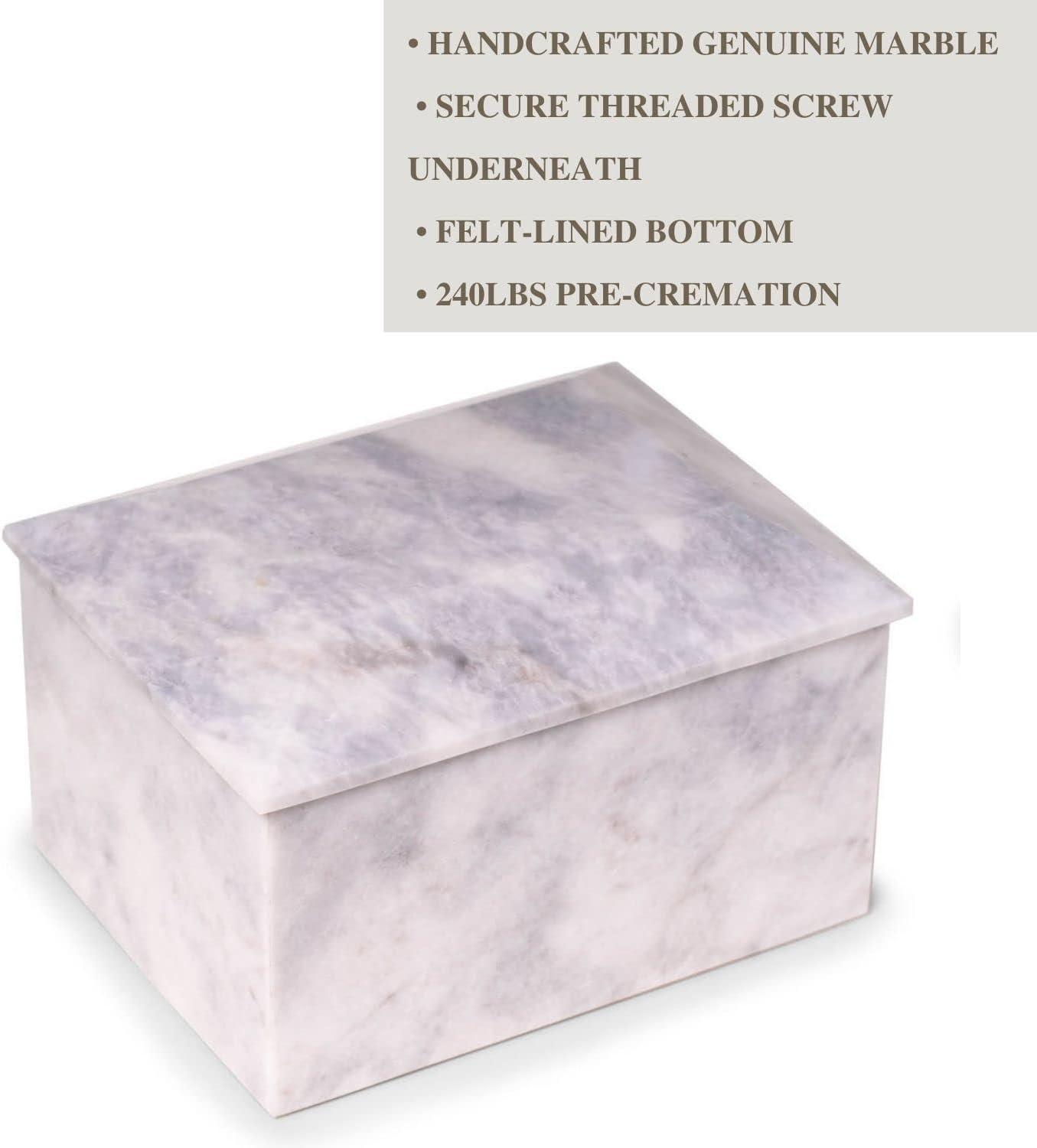 Handcrafted White Marble Polished Cremation Urn for Adults