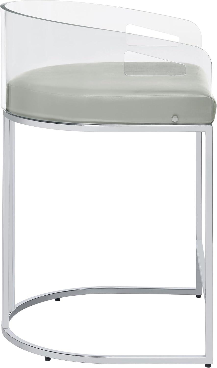 Coaster Faux Leather Counter Height Stools with Acrylic Back in Gray