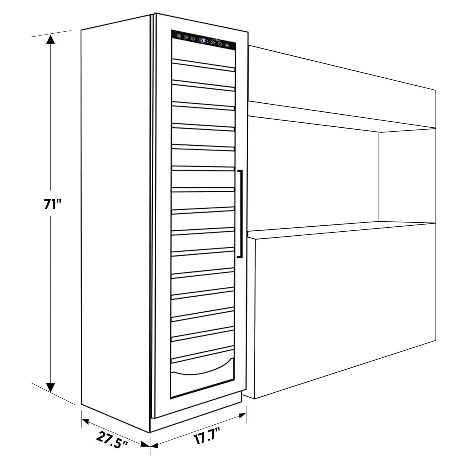 Elite Compressor 112 Bottle Wine Cellar Cooling Unit in Blackand Silver, Built-In/Freestanding with Reversible Door