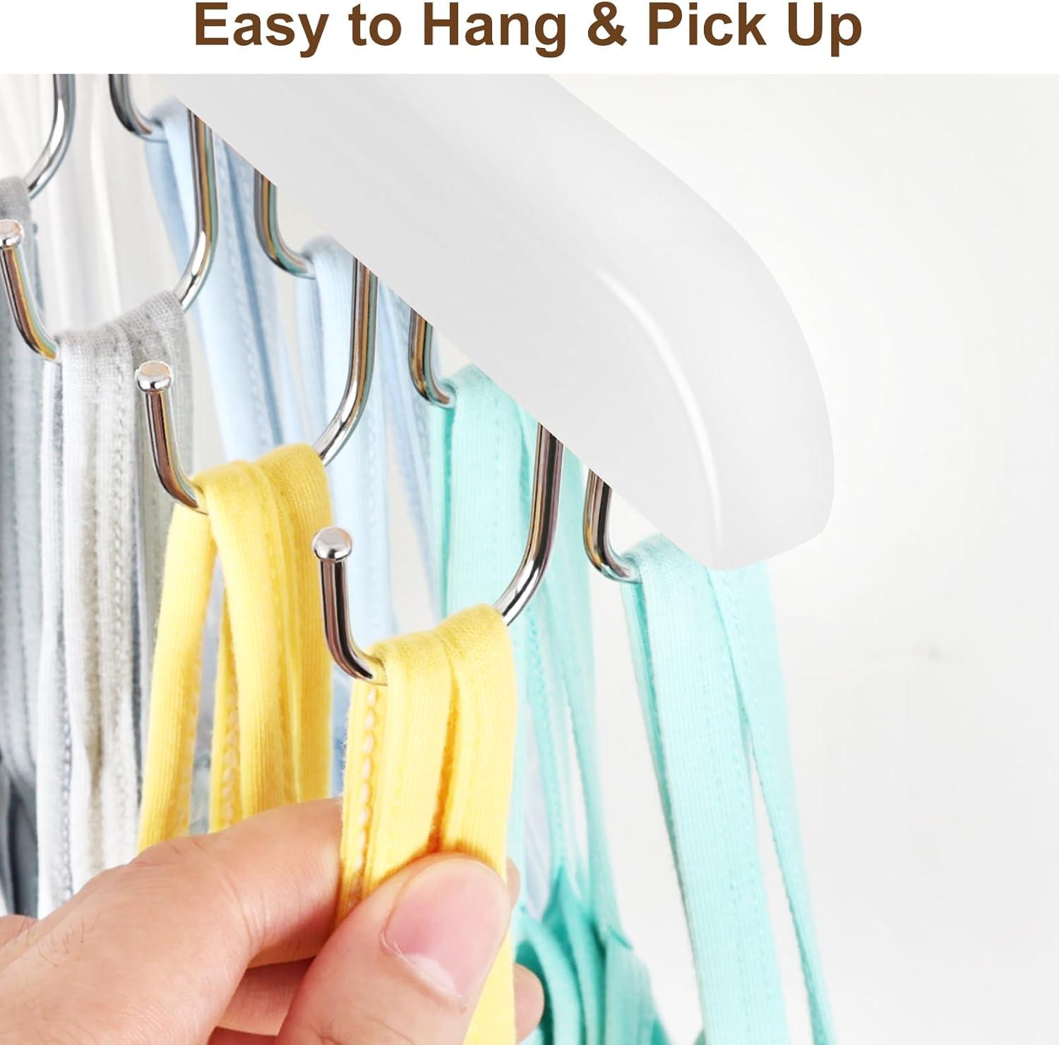 Resovo Bra Hanger for Closet, Tank Top Hanger 20 Hooks Capacity Foldable Wood Space Saving Hanger Closet Organizers and Storage for Dorm & Apartment for Tank Top, Bra, Scarf etc.