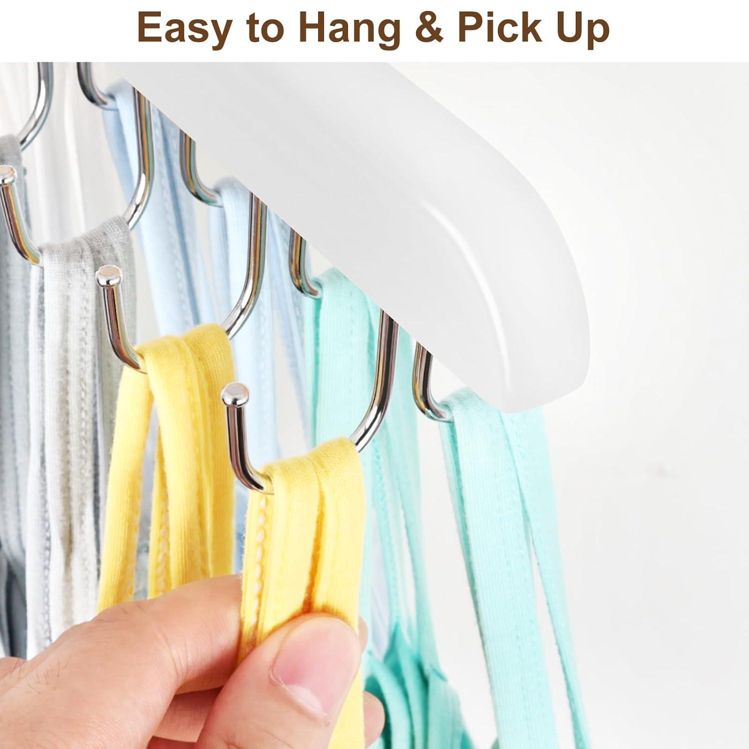 Resovo Bra Hanger for Closet, Tank Top Hanger 20 Hooks Capacity Foldable Wood Space Saving Hanger Closet Organizers and Storage for Dorm & Apartment for Tank Top, Bra, Scarf etc.