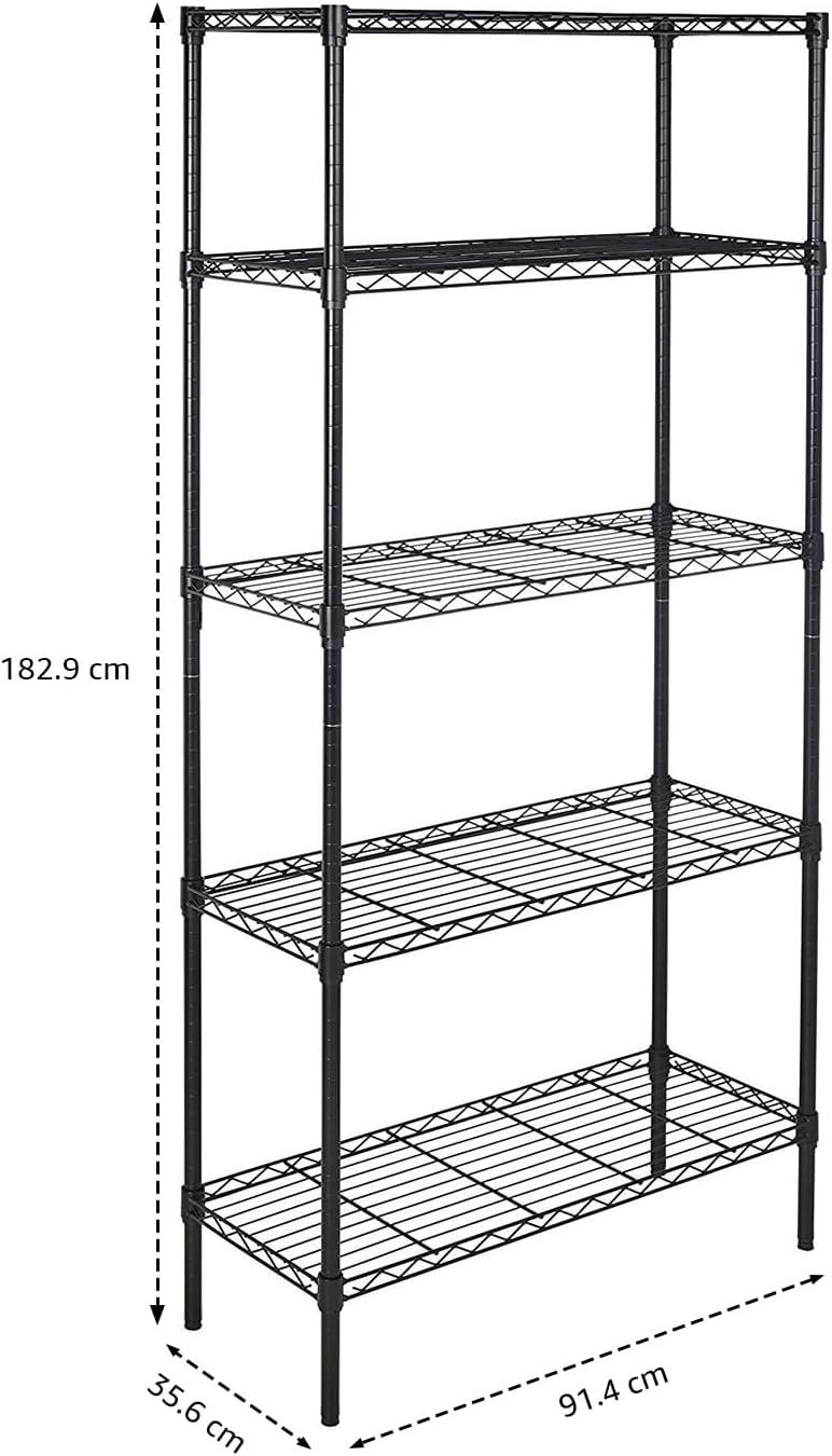 5-Layer Plastic Coated Iron Shelf 180*90*35 Black