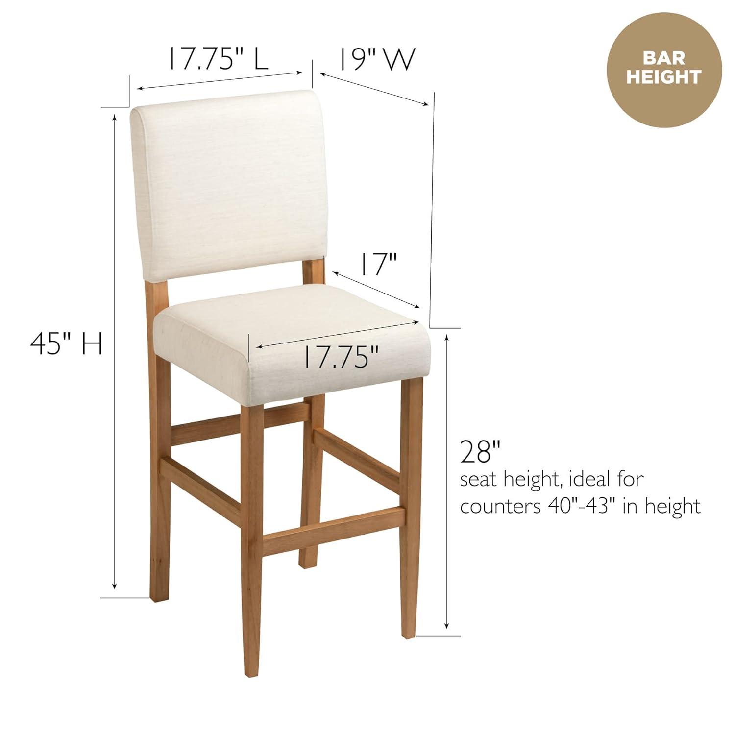 Brax Bar Height 28-inches Stool Natural White Sand, with Upholstered Back and Wood Base - 2-Pack