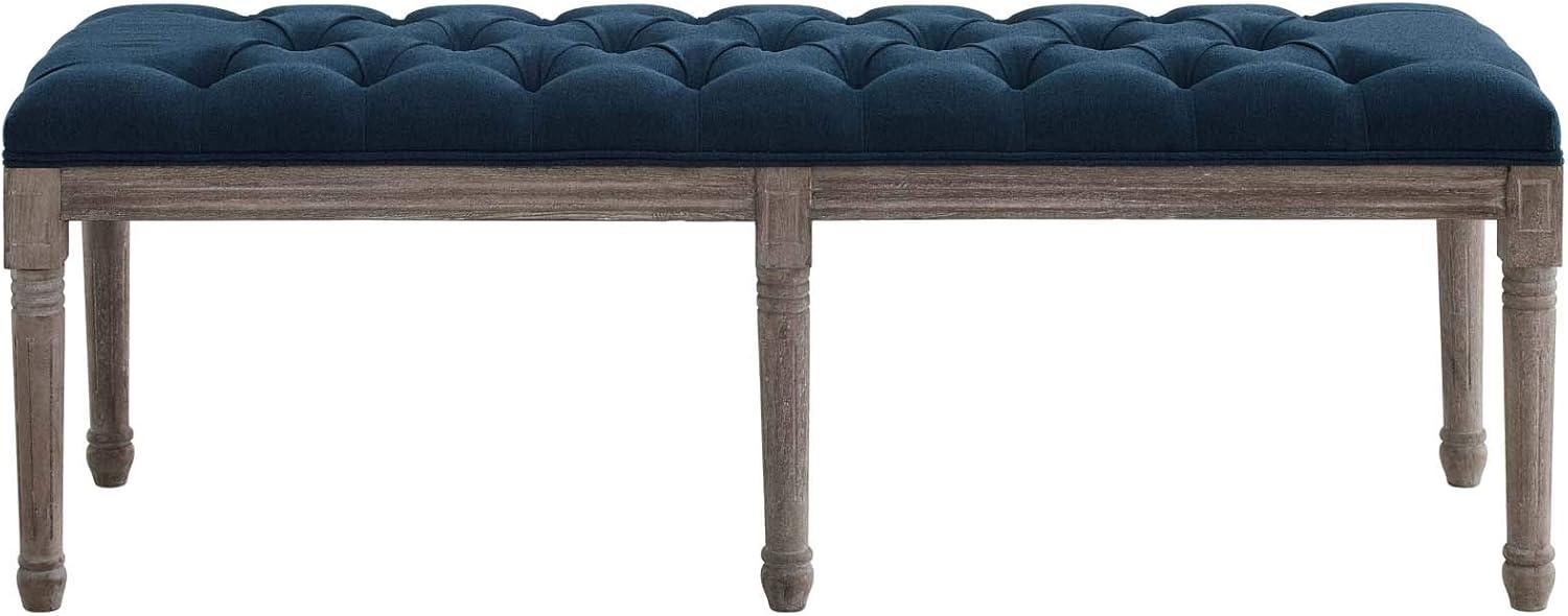 Province French Vintage Upholstered Fabric BenchNavy