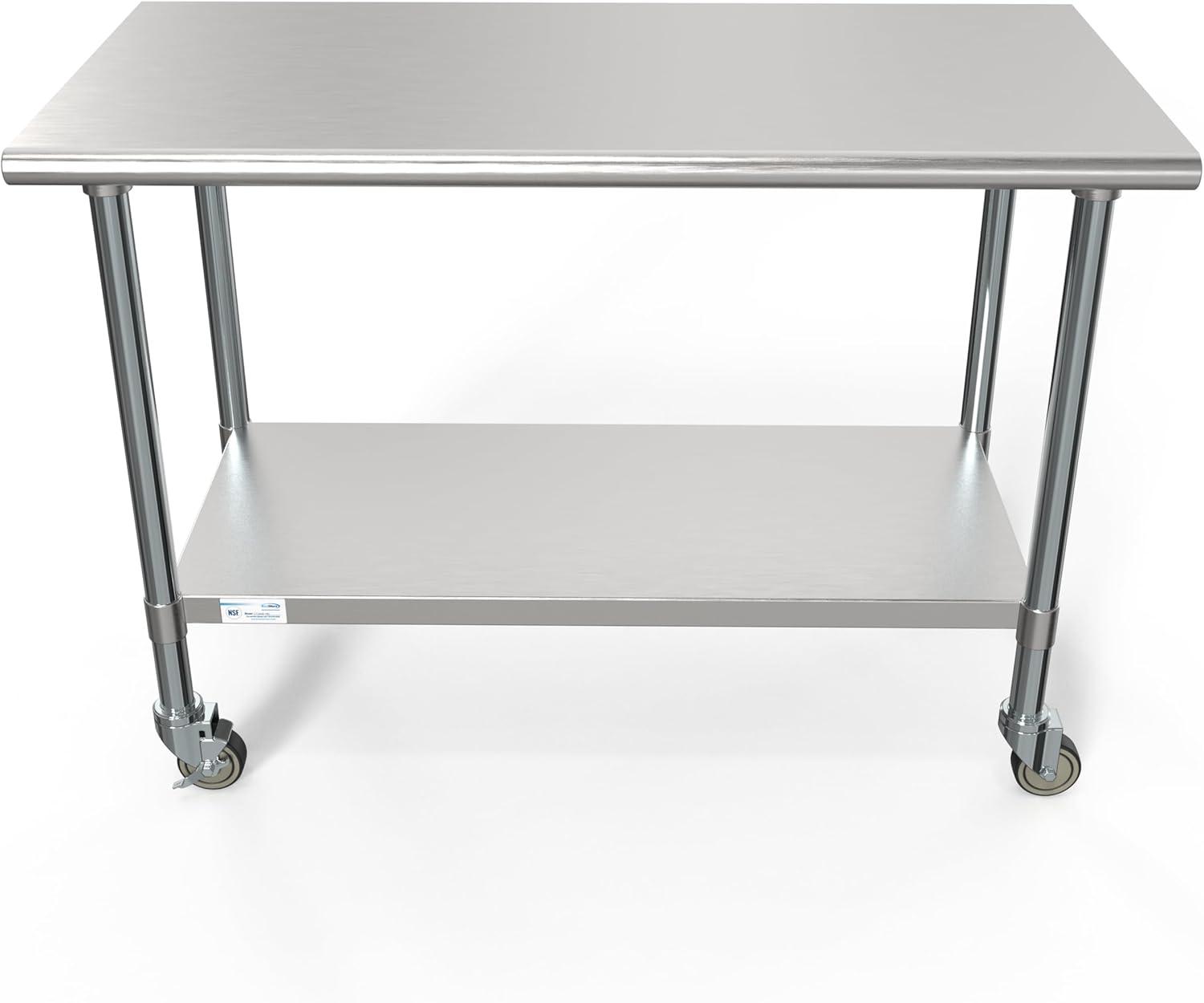 KoolMore 24" x 48" Stainless Steel Work Table with Casters