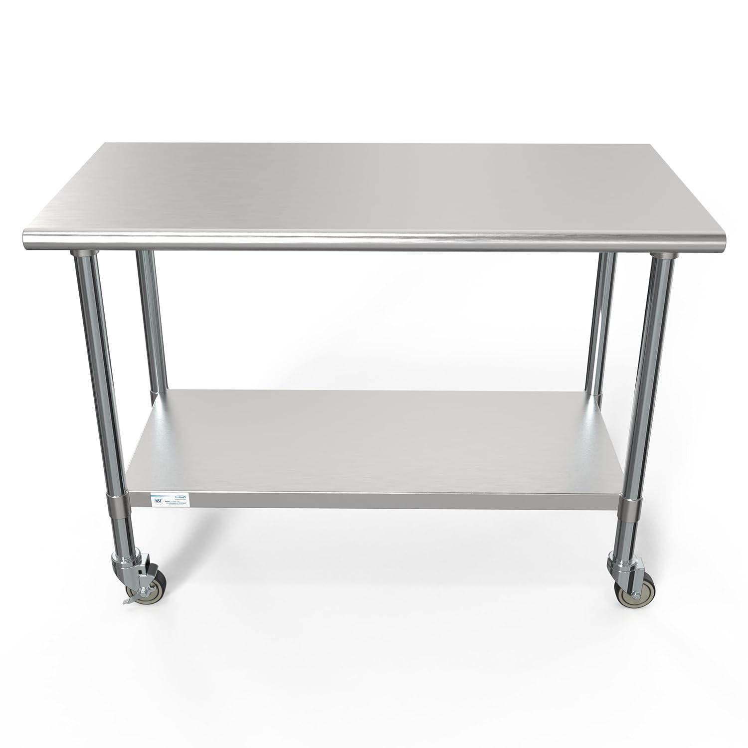 KoolMore 24" x 48" Stainless Steel Work Table with Casters