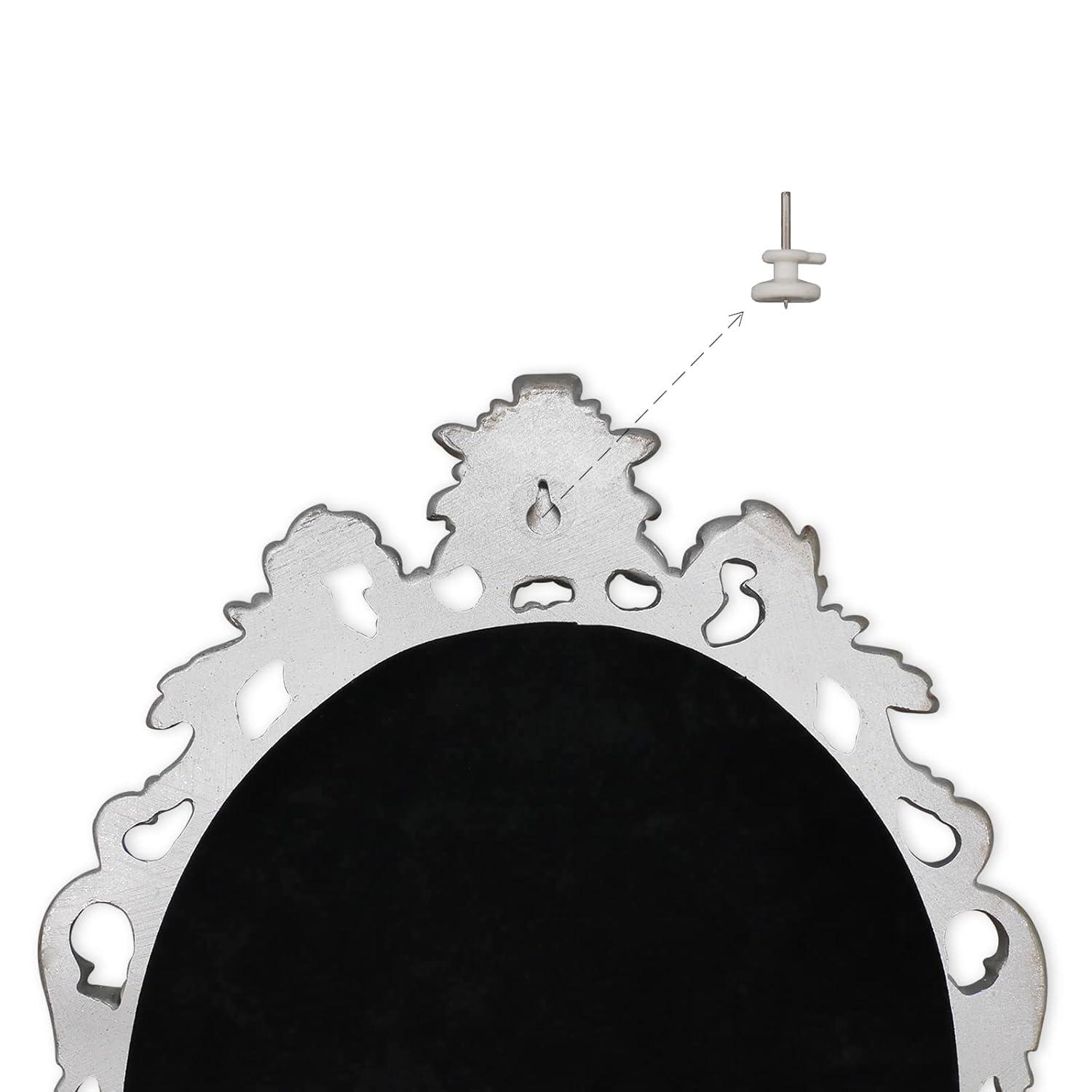 Simon's Shop 18'' Oval Mirror for Living Room Silver Makeup Mirror Vintage Wall Mirror