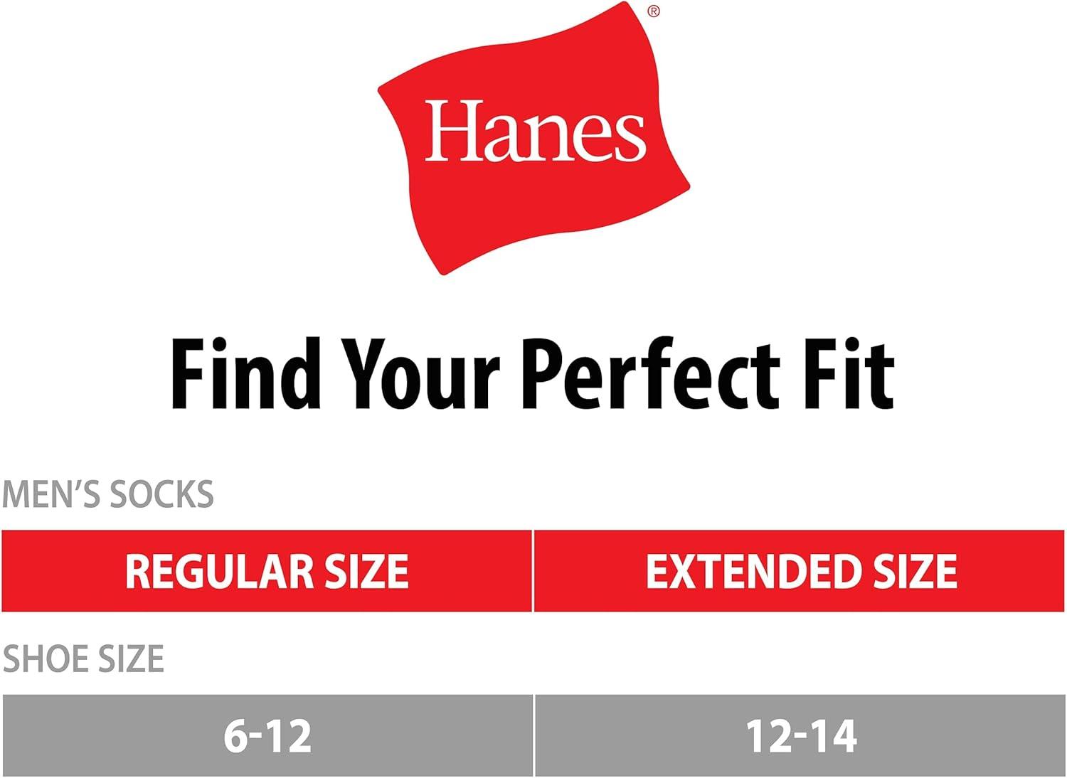 Hanes Crew Socks 6-Pack Men's Max Cushion Big & Tall Wicking Cool Comfort 12-14