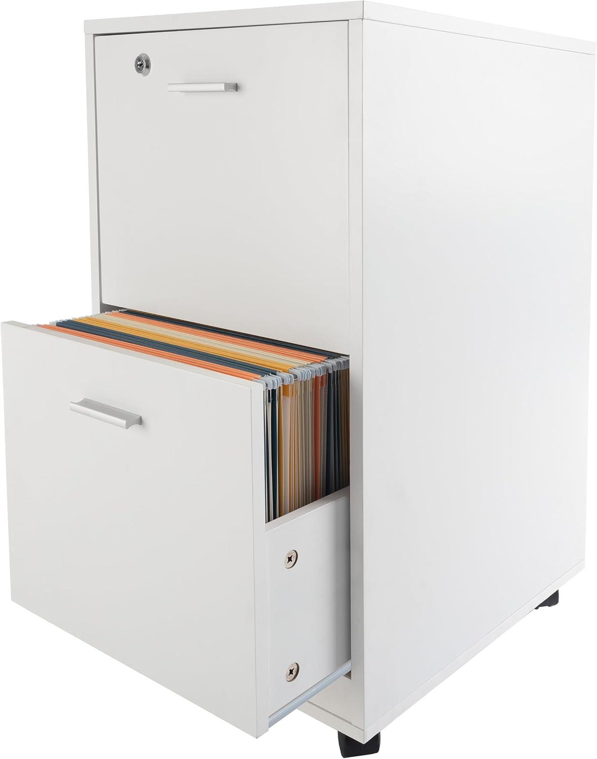 Lavish Home 2-Drawer File Cabinet with Lock and Rolling Wheels