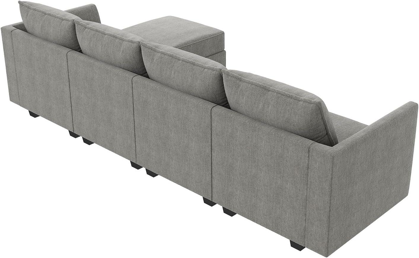 HONBAY U Shape Modular Sectional Sofa with 7 Seaters Sofa Couch with Storage Reversible Chaises, Grey