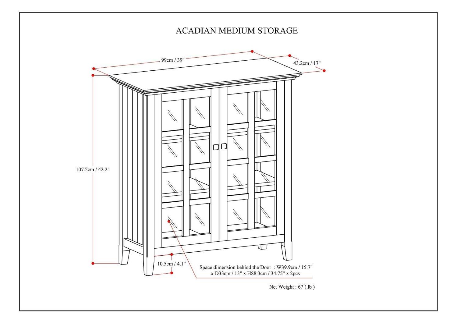 Simpli Home Acadian 44"W Solid Wood 9 Cube Storage Bookcase with Fixed Shelves
