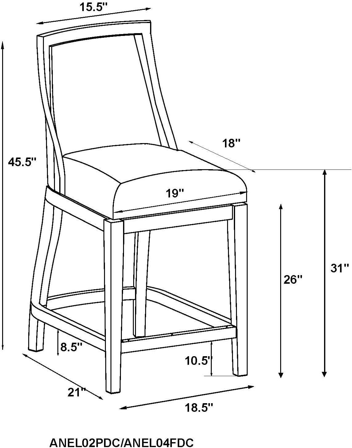 Alaterre Ellie 19" Wide Solid Rubber Wood Frame Linen Fabric Counter Height Swivel Stool With Back