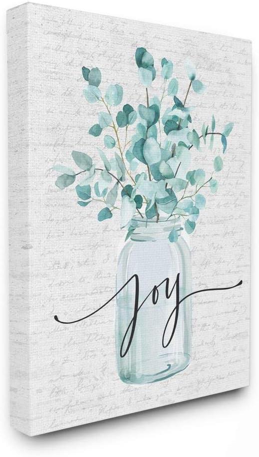 Stupell Industries " Aqua Blue Plant Leaves In Jar Joy Text Design " by Lettered And Lined