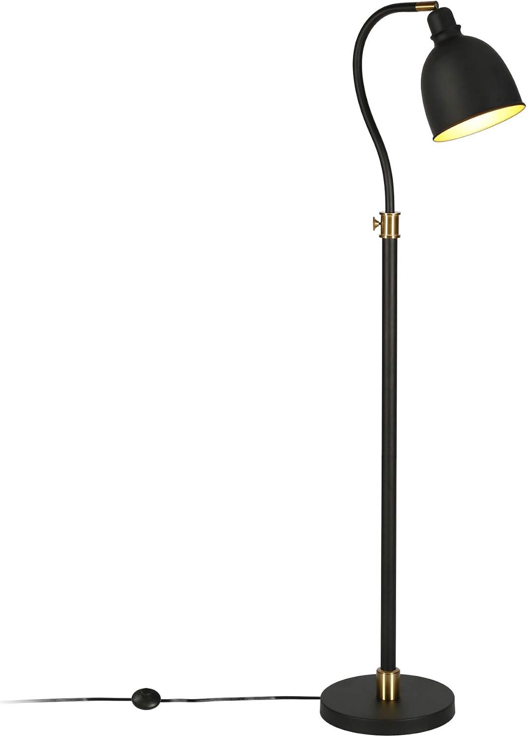 Evelyn&Zoe Vincent Adjustable/Arc Floor Lamp with Metal Shade in Blackened Bronze/Blackened Bronze