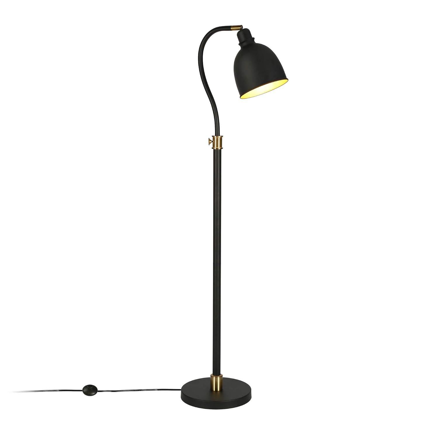Evelyn&Zoe Vincent Adjustable/Arc Floor Lamp with Metal Shade in Blackened Bronze/Blackened Bronze
