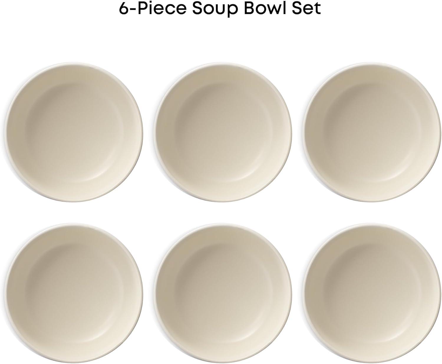 JoyJolt Mesa 6pc Stoneware Soup Bowl set (Set of 6)