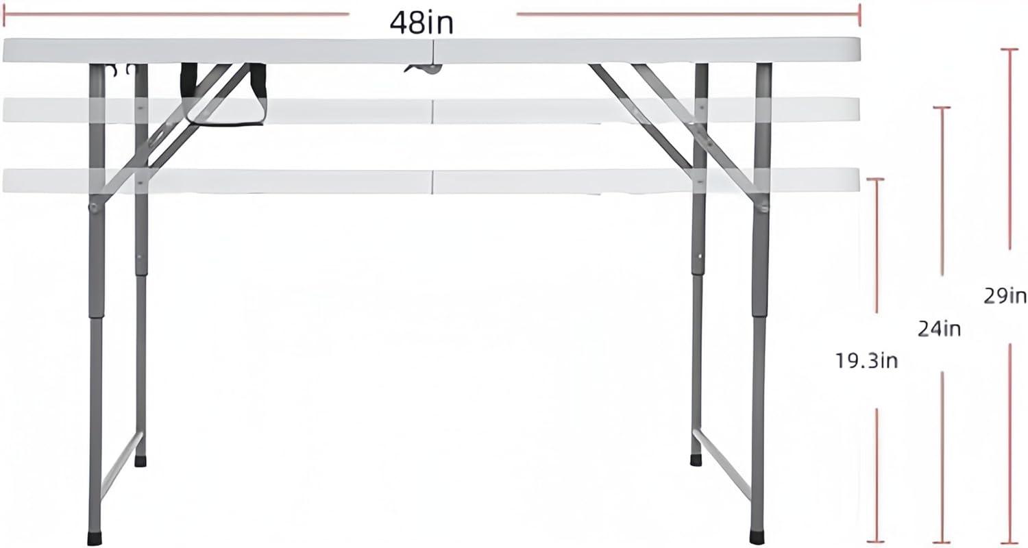 Peakform Multipurpose Banquet Fold-In-Half Table Lightweight Durable Desk with Secure Base for Indoor and Outdoor Events, 4 Foot, White