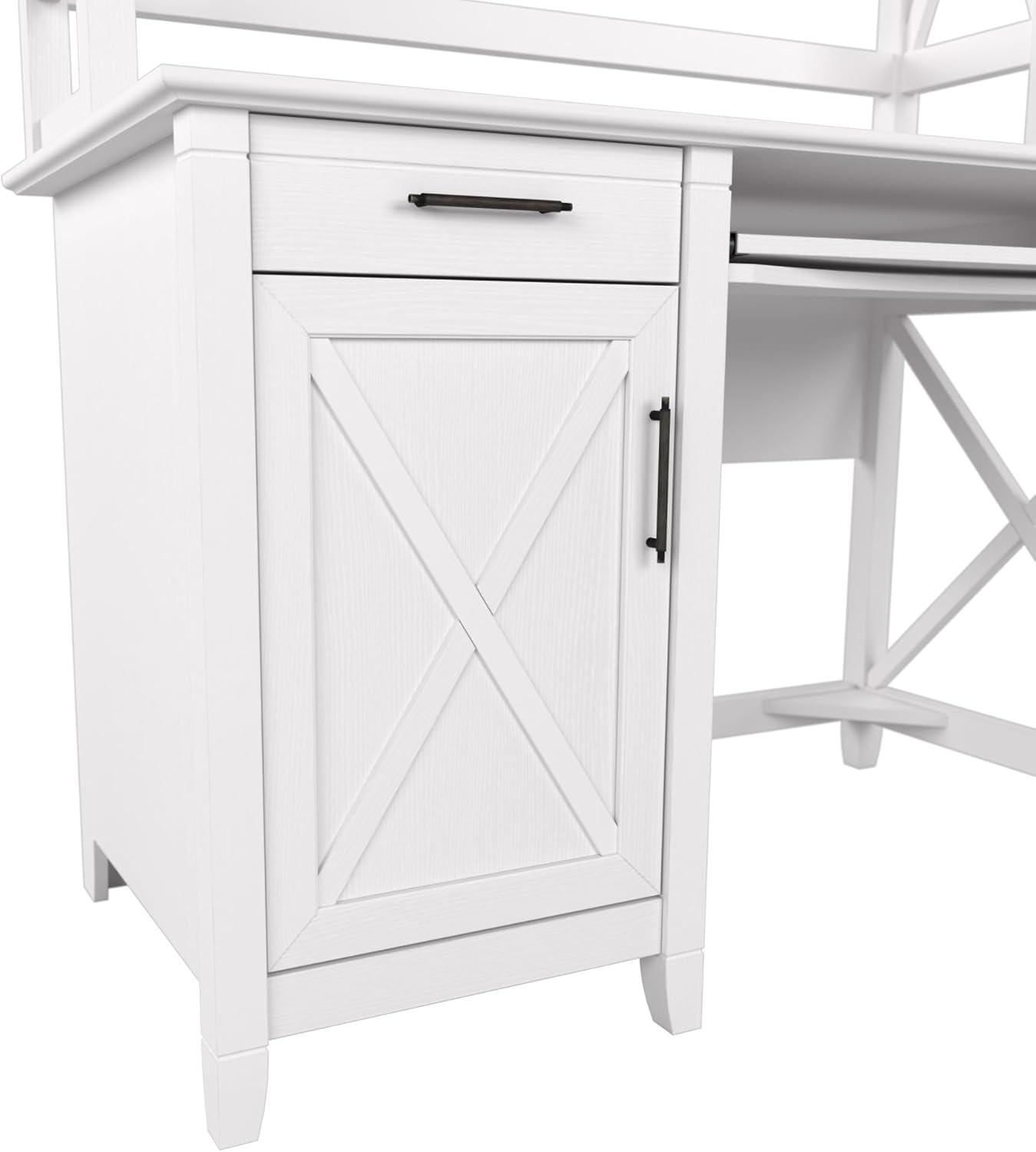 Key West 48W Small Computer Desk with Hutch in Pure White Oak - Engineered Wood