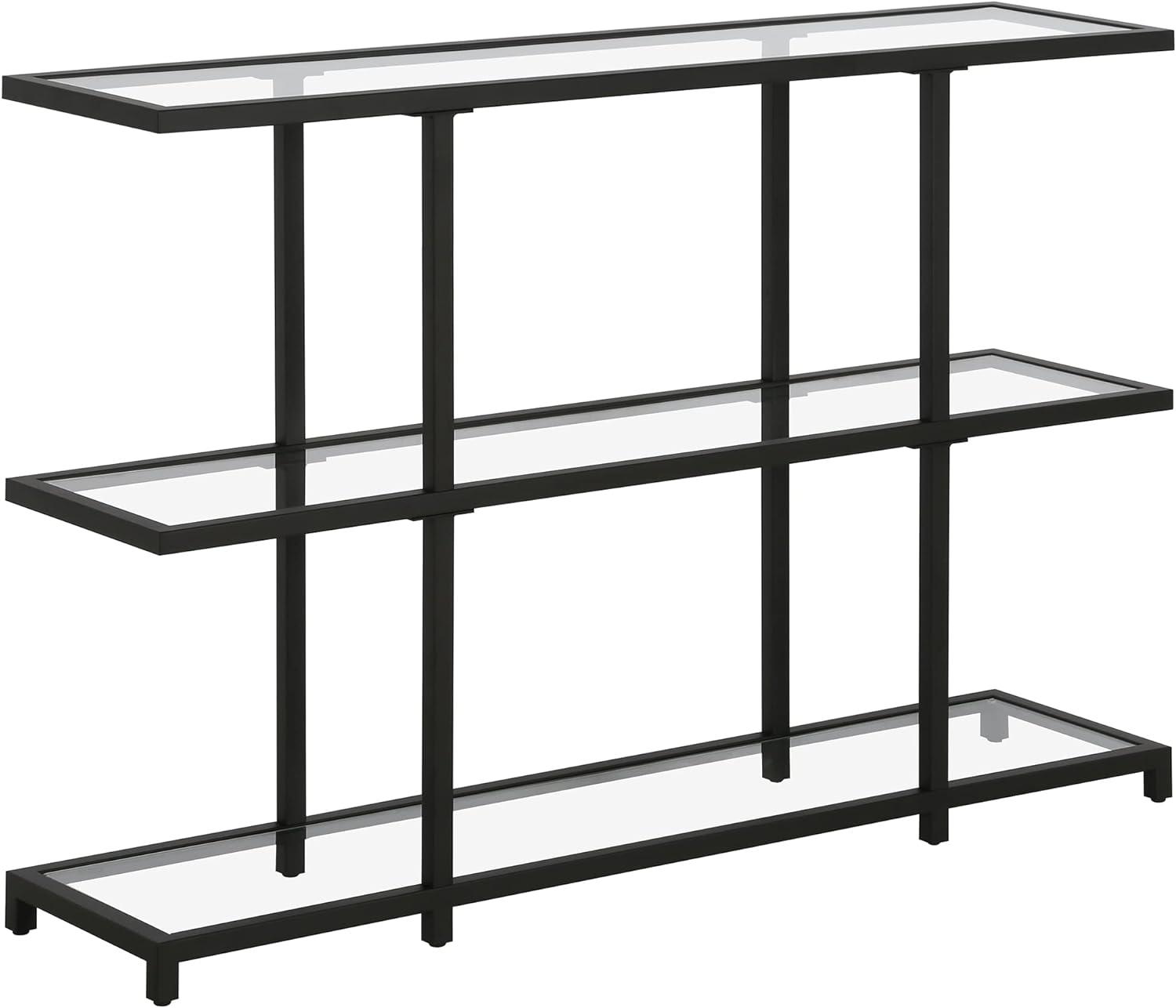 Greenwich 42'' Blackened Bronze Console Table with Tempered Glass Shelves