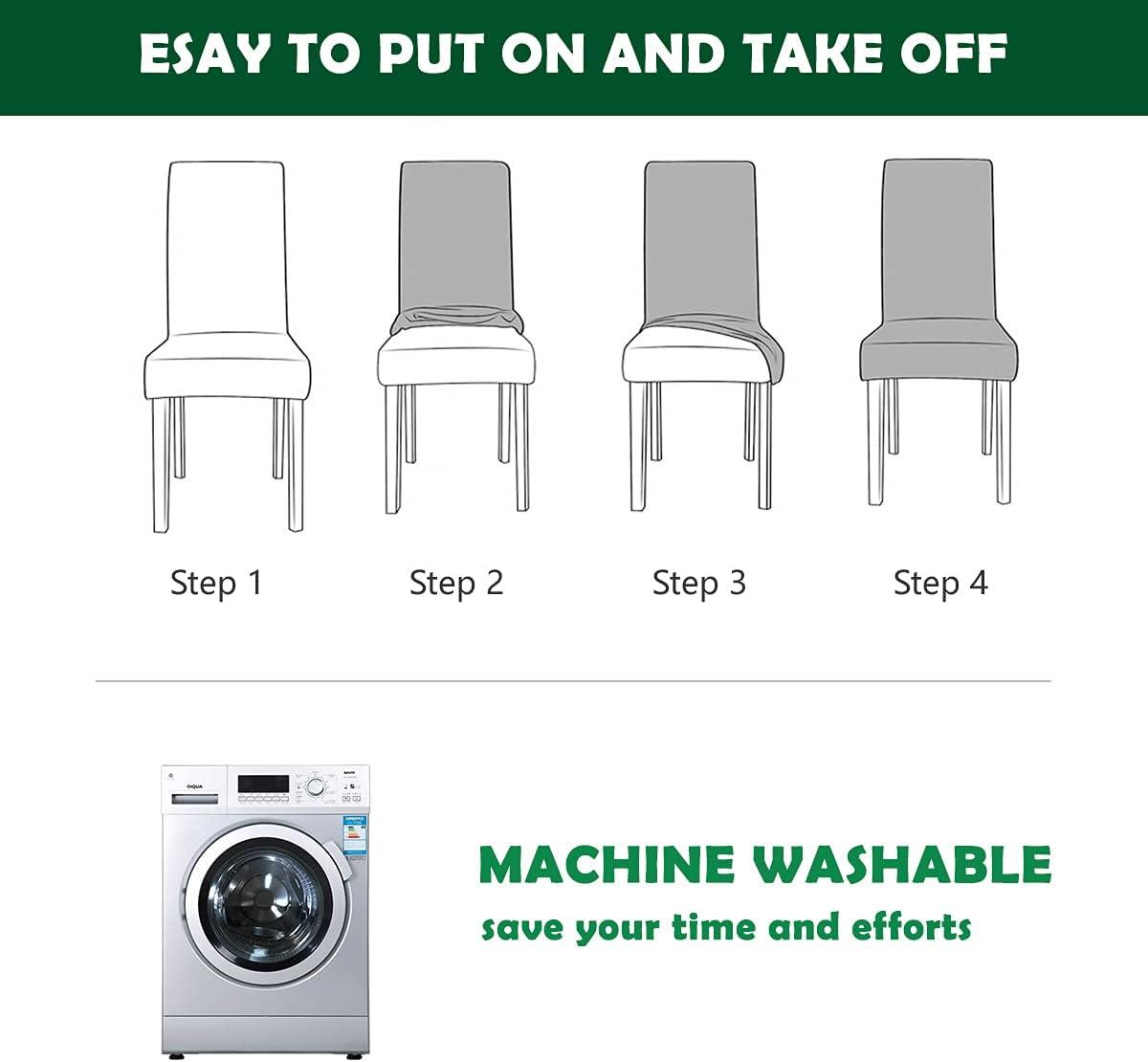 Chair Covers for Dining Room 4 Pack Navy Blue Chair Covers Super Fit Washable Kitchen Chair Protector Cover for Dining Room, Hotel, Ceremony