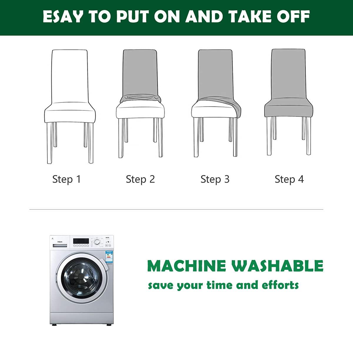 Chair Covers for Dining Room 4 Pack Navy Blue Chair Covers Super Fit Washable Kitchen Chair Protector Cover for Dining Room, Hotel, Ceremony