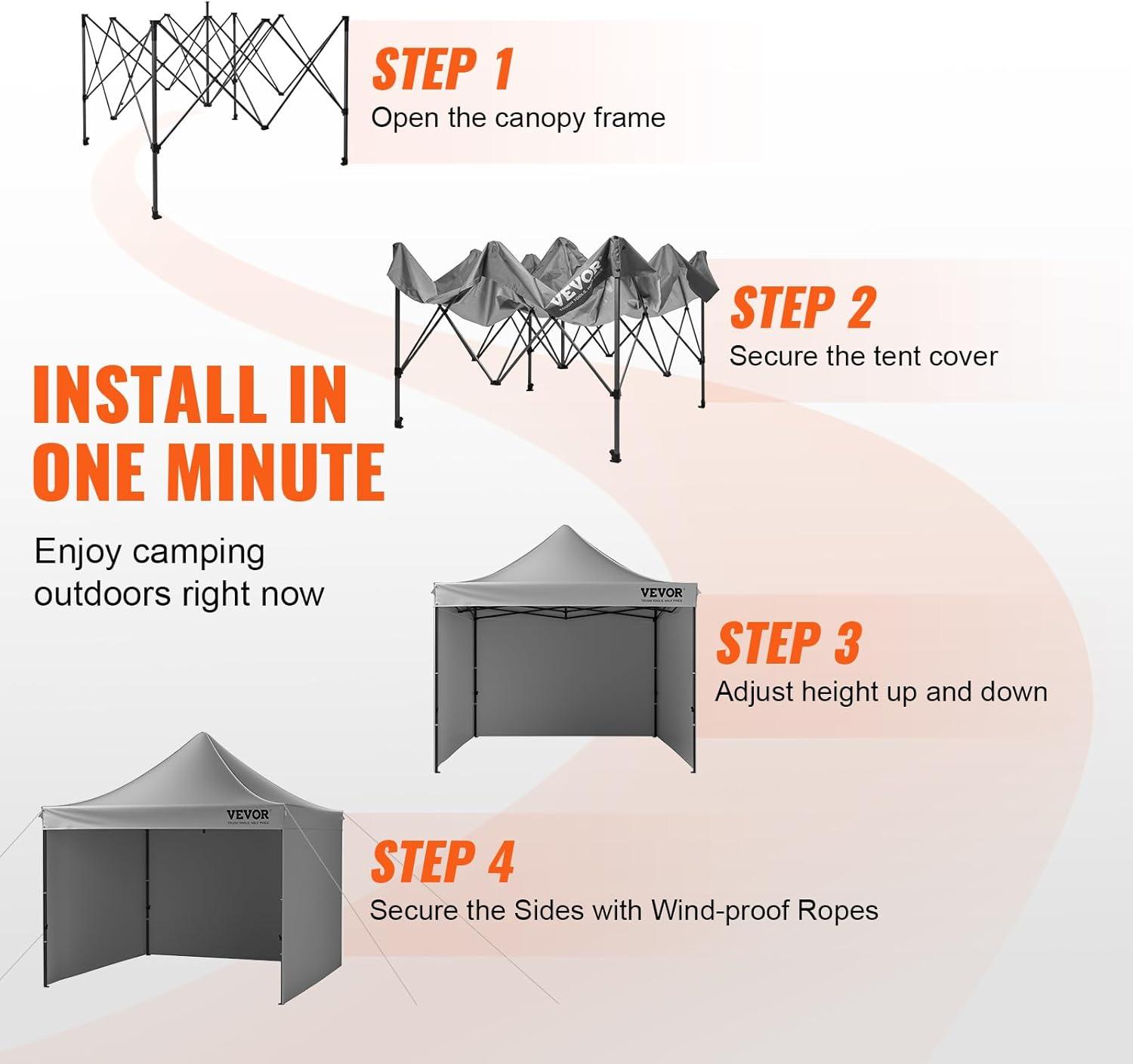 Stellweilan Tessberg 10x10 FT Pop up Canopy with Removable Sidewalls, Instant Canopies