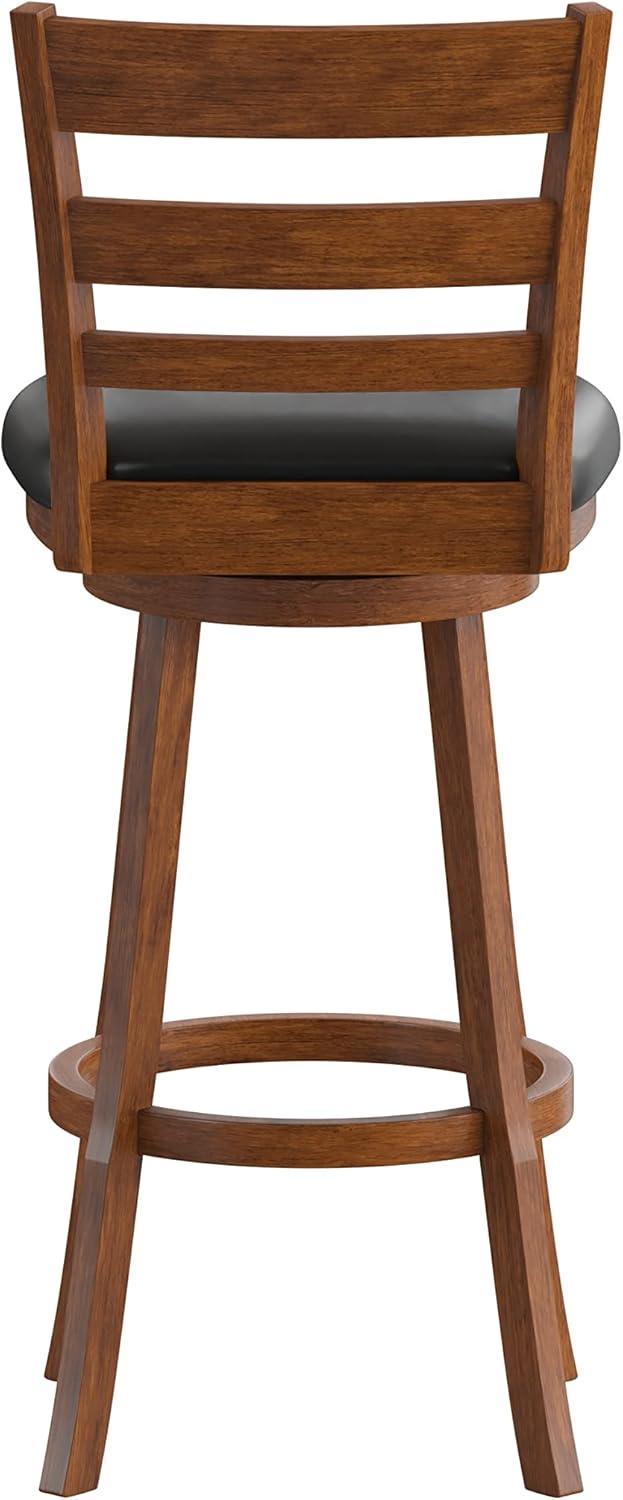Taylor & Logan Zayne Barstool Espresso: Round Faux Leather, Wood Frame, 300 lbs Capacity