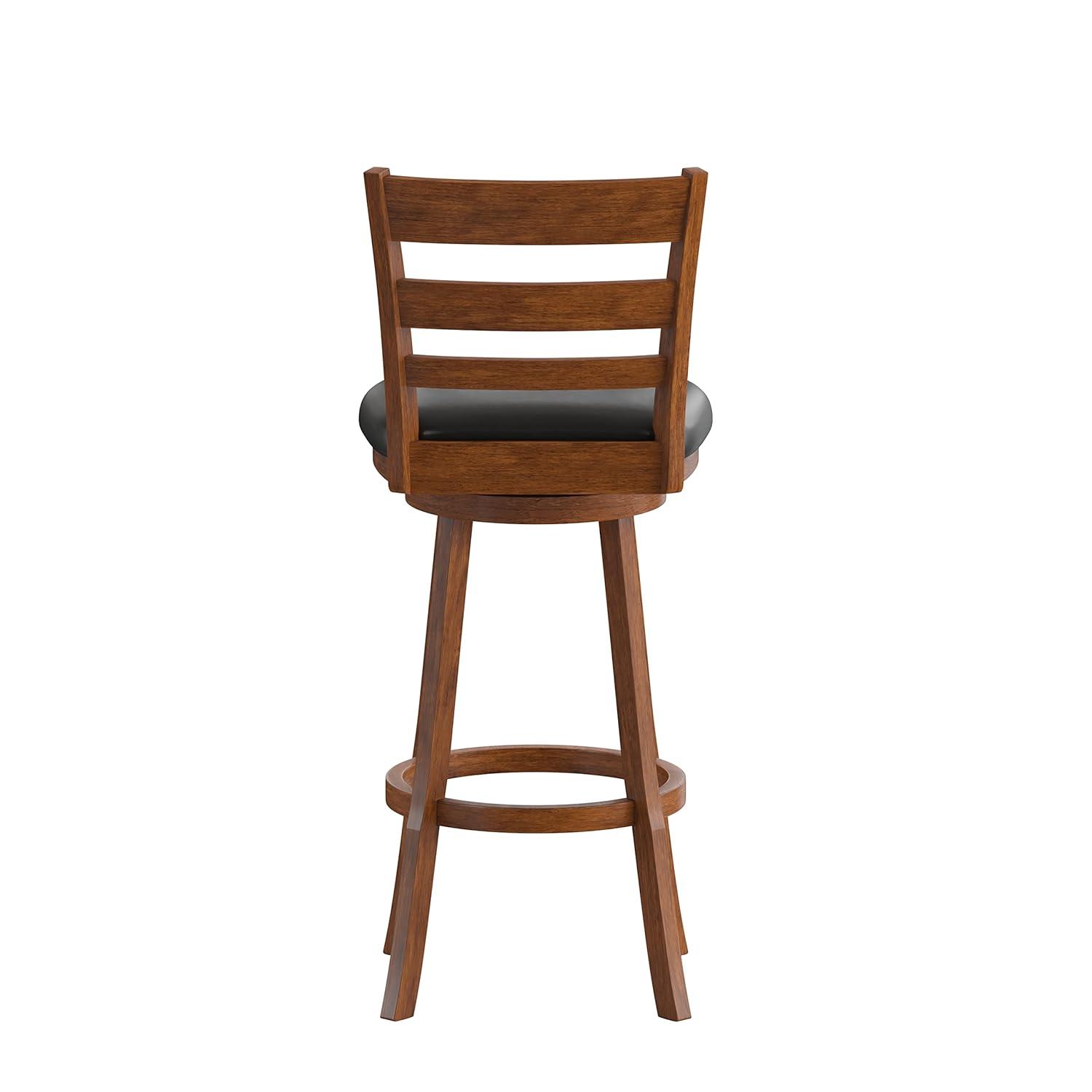 Taylor & Logan Zayne Barstool Espresso: Round Faux Leather, Wood Frame, 300 lbs Capacity