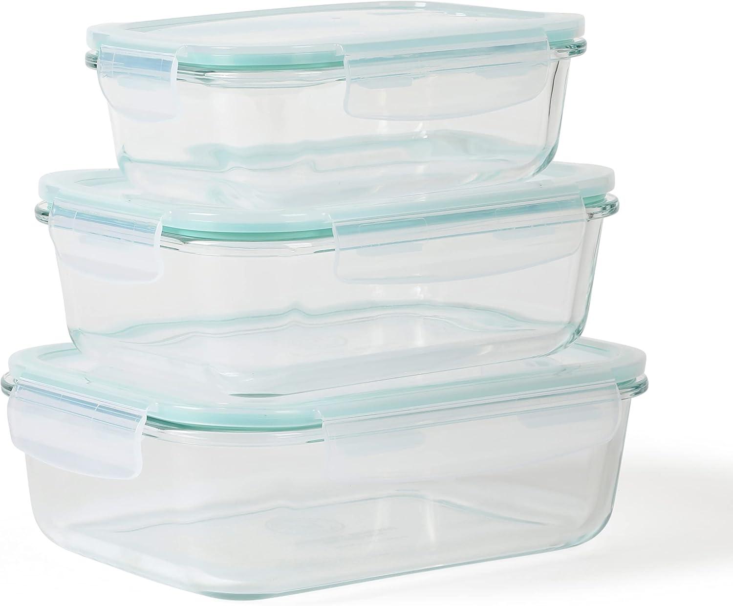 Clear Borosilicate Glass Storage Container Set with Snap Lids