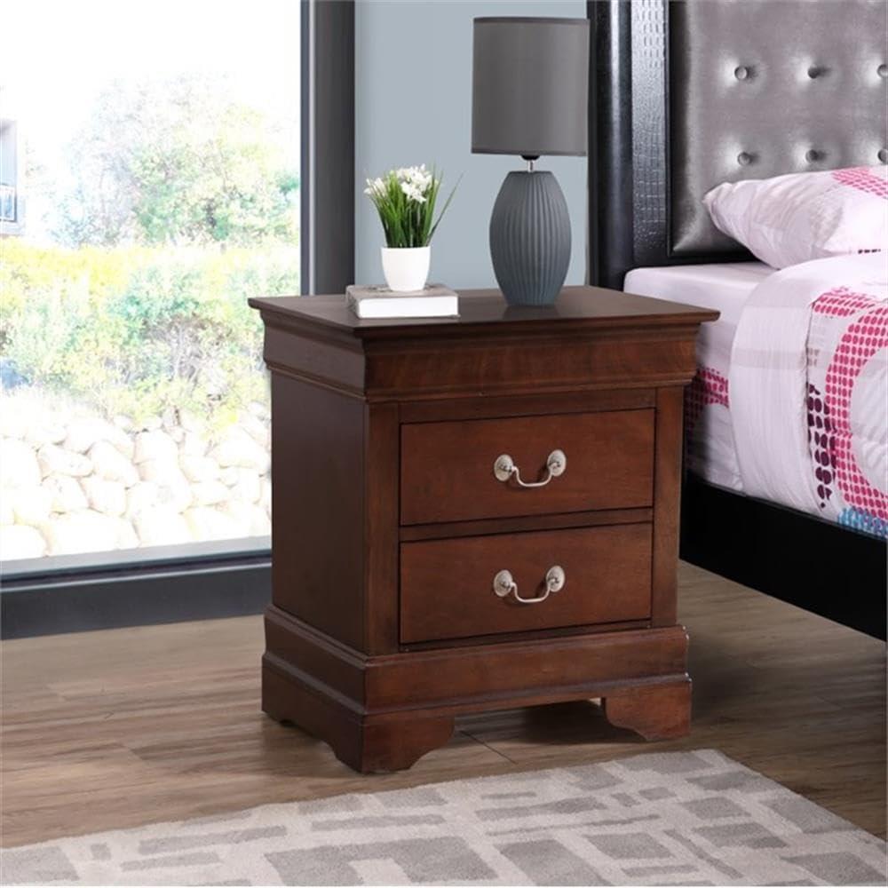 Glory Furniture Louis Phillipe 2 Drawer Nightstand in Cappuccino