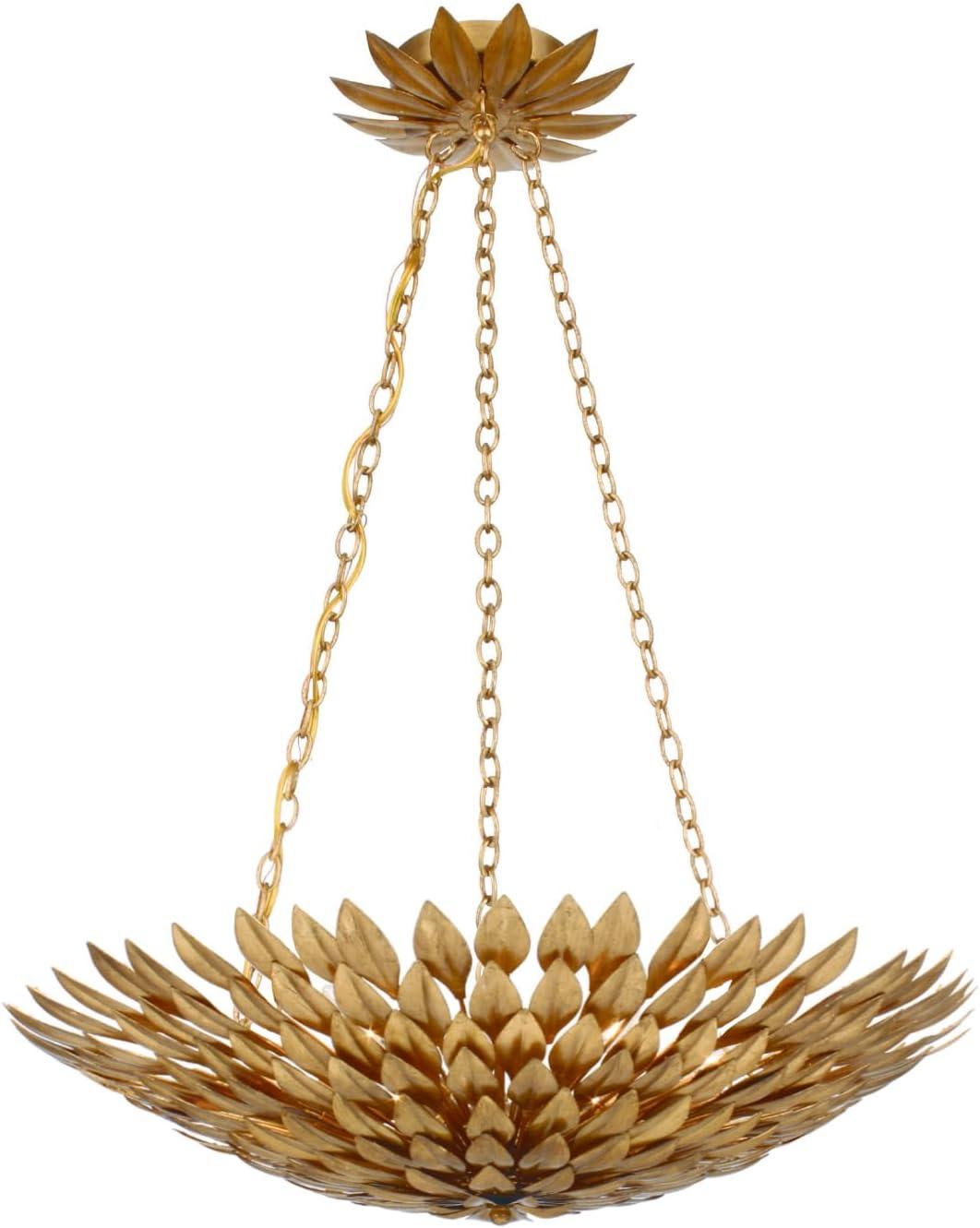 517-GA-Crystorama Iluminación-Broche - Lámpara de Araña de Seis Luces en Estilo Atemporal - Acabado Dorado Antiguo de 24,5 Pulgadas de Ancho por 11 Pulgadas de Alto