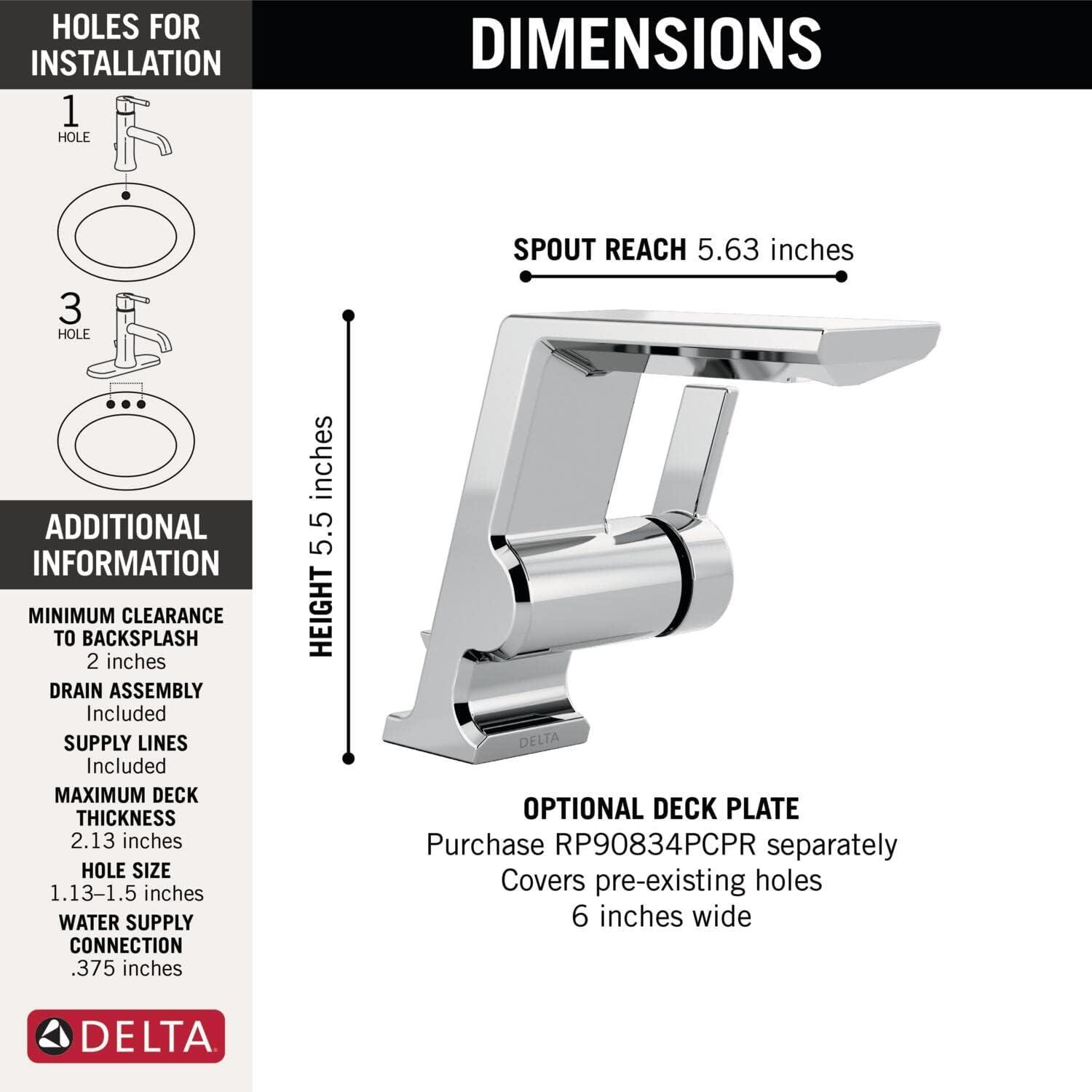 Pivotal Single Hole Bathroom Faucet with Drain Assembly and DIAMOND™ Seal Technology