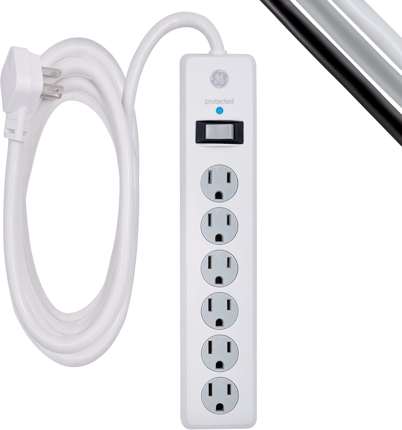 GE 6-Grounded Outlet Surge Protector, 10 ft., White - 14092