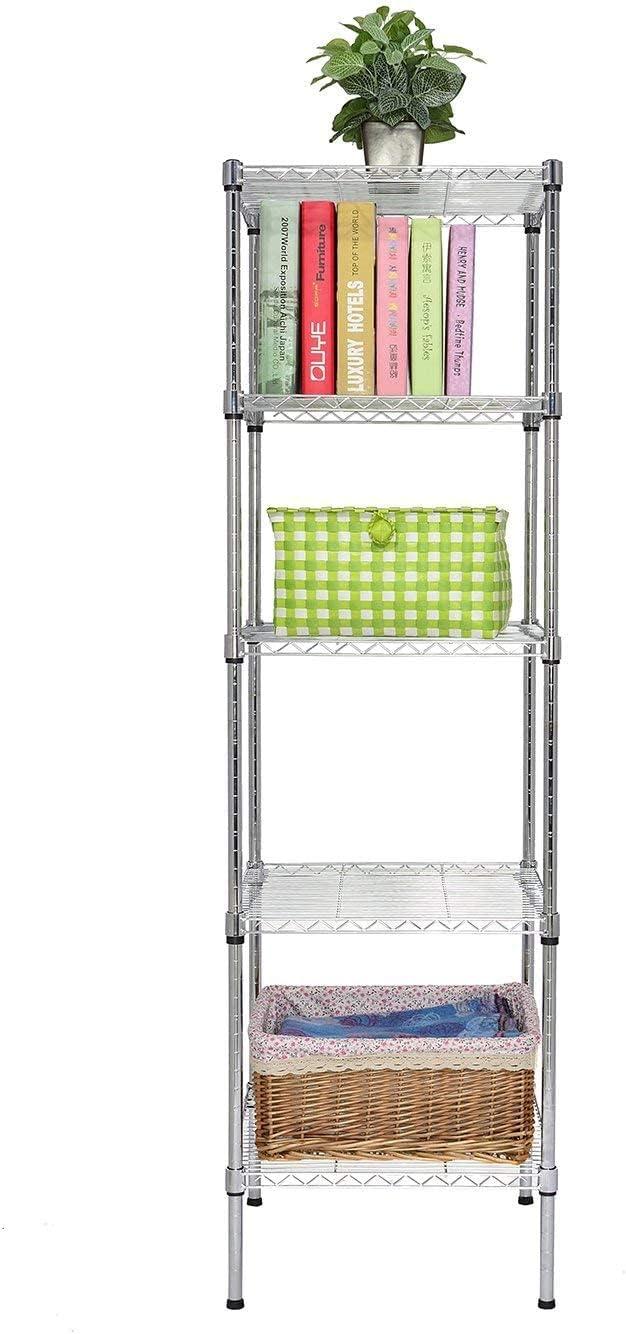 Heavy Duty Chrome 5-Tier Wire Shelving Unit with Thicken Steel Tube