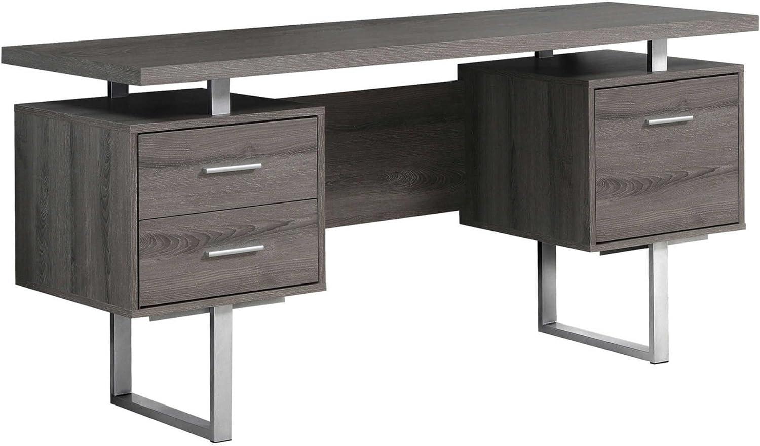 Computer Desk Home Office Laptop Storage Drawers 60"L Work Metal Brown