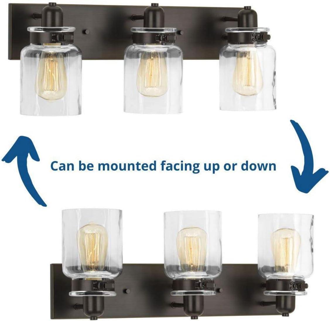 Progress Lighting Calhoun 3-Light Bath Vanity, Steel, Antique Bronze, Clear Glass Shade
