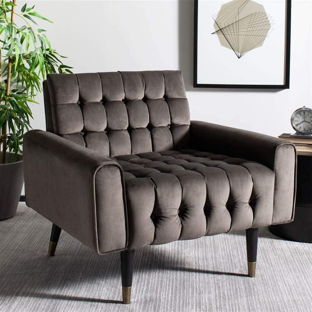 Amaris Tufted Accent Chair - ACH4503 - Shale/Black - Safavieh