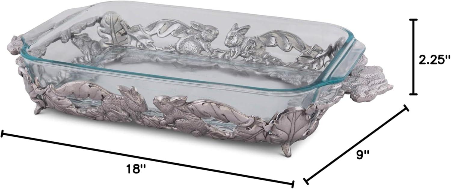 Silver Bunny Aluminum and Glass 3-Quart Casserole Dish
