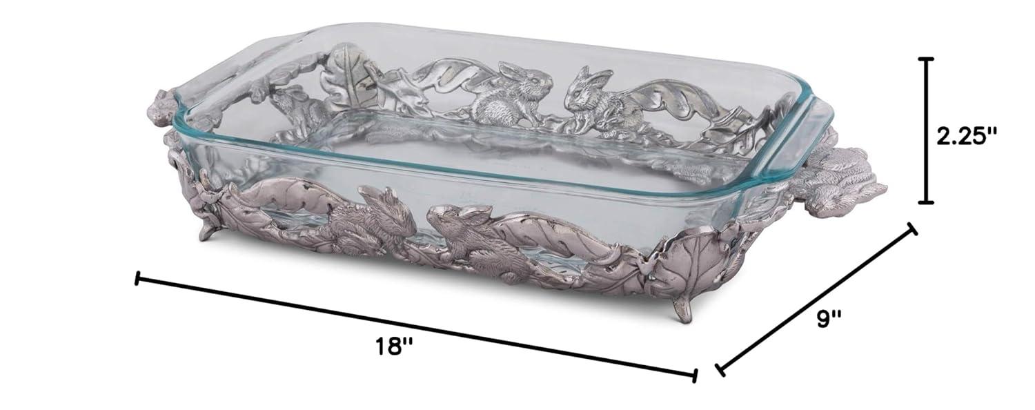 Silver Bunny Aluminum and Glass 3-Quart Casserole Dish