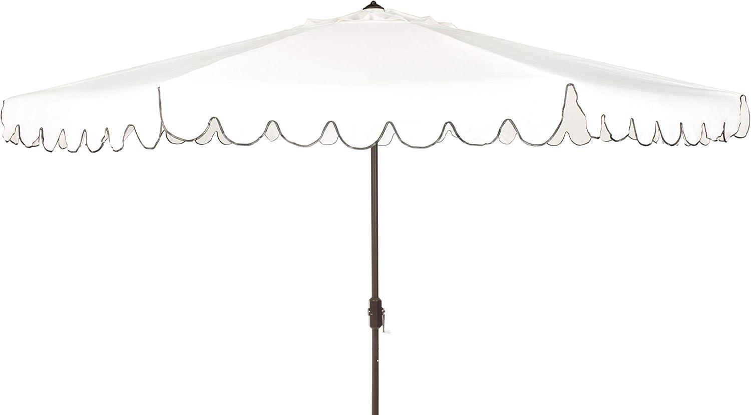 Venice 11Ft Round Crank Umbrella - PAT8110 - Ivory/Black - Safavieh
