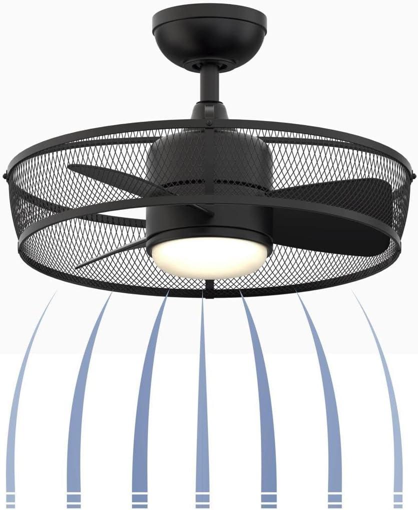 Sleek Black 20" Smart Chandelier Ceiling Fan with LED Light