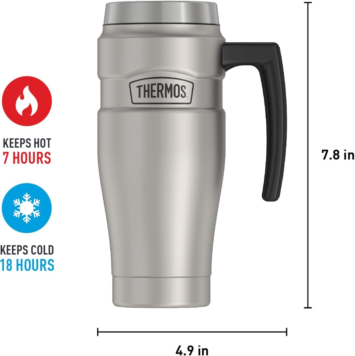 Thermos Matte Gray Stainless Steel 16 oz Travel Mug