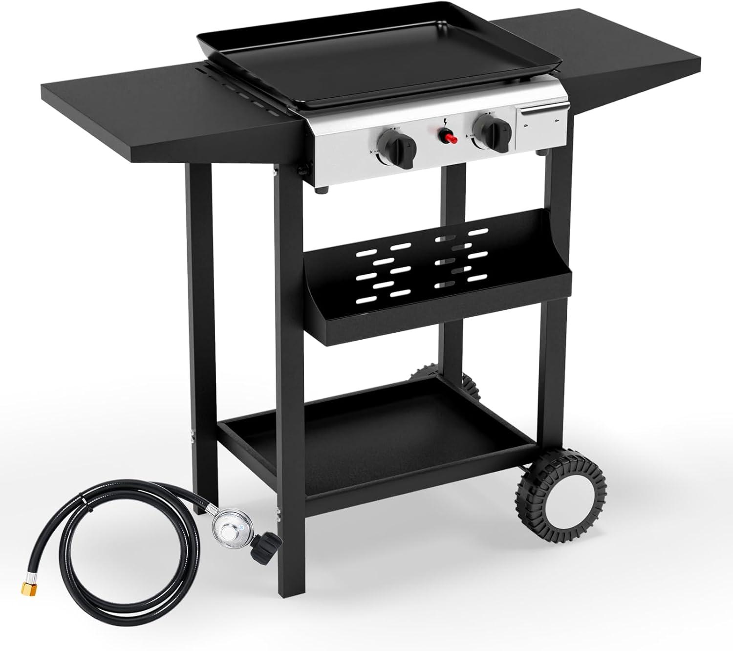 ROVSUN 2-Burner Stainless Steel Propane Gas Grill with Side Shelves